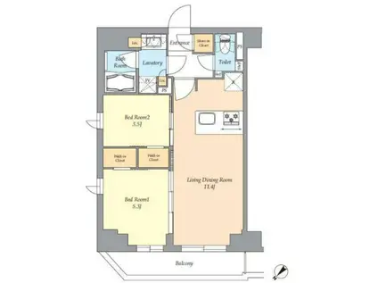 アイフラット渋谷西原(2LDK/2階)の間取り写真
