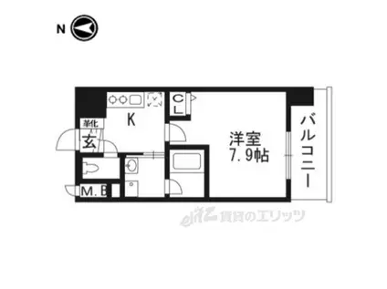 ベラジオ京都西院ウエストシティⅡ(1K/6階)の間取り写真