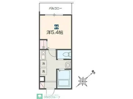 MELDIA新百合ヶ丘(1K/1階)の間取り写真