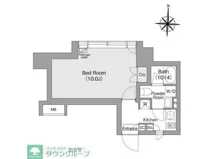 コンフォリア・リヴ森下MUTIO(1K/2階)の間取り写真