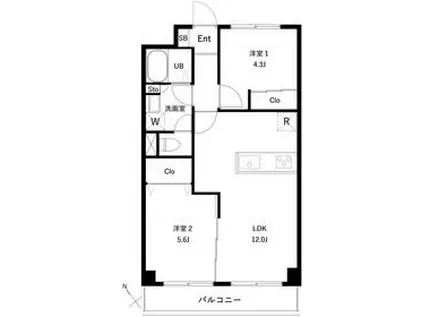 PARK MODERN西葛西(2LDK/7階)の間取り写真