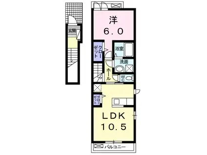 ヴィータ セレーナB(1LDK/2階)の間取り写真