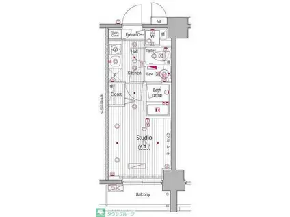 グランド・ガーラ桜木町駅前(1K/3階)の間取り写真