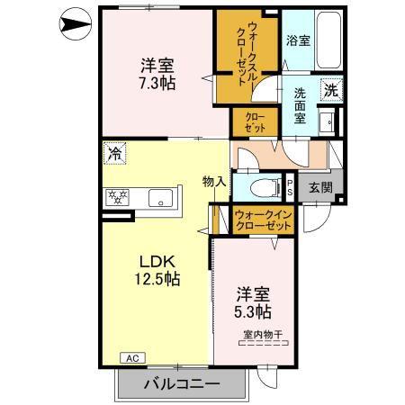 シエル・クレール(2LDK/2階)の間取り写真