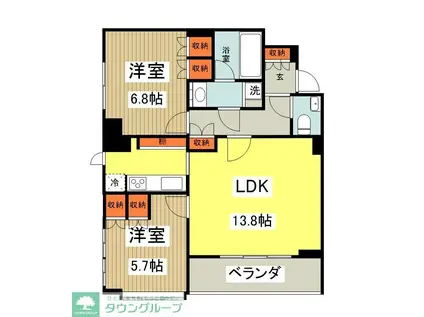 アクシア八王子(2LDK/18階)の間取り写真