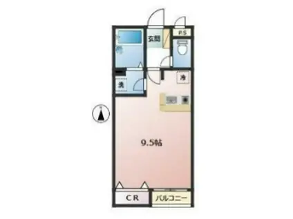 ポスト&ビーム木の家C(ワンルーム/1階)の間取り写真