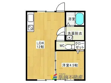 千代ハイツ(1LDK/2階)の間取り写真