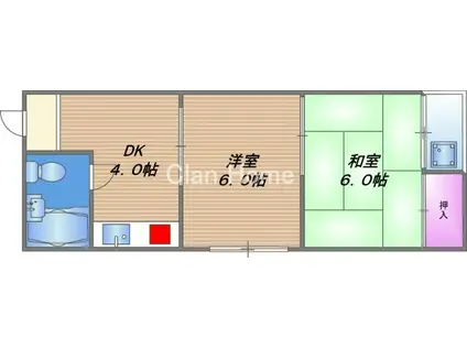 諏訪ビル(2DK/2階)の間取り写真
