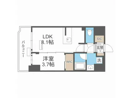 レオンコンフォート難波クレア(1LDK/9階)の間取り写真