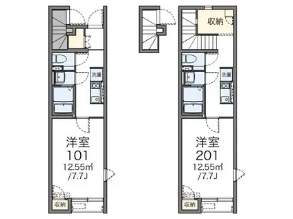カサ リリオII(1K/1階)の間取り写真
