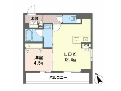 ヒールコート本町(1LDK/1階)の間取り写真