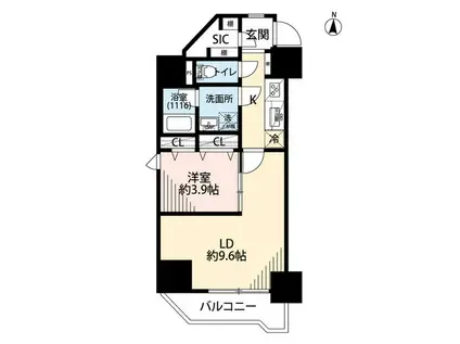 プレール・ドゥーク両国IV(1K/10階)の間取り写真