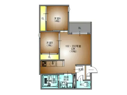 REGALEST荒畑(2LDK/2階)の間取り写真
