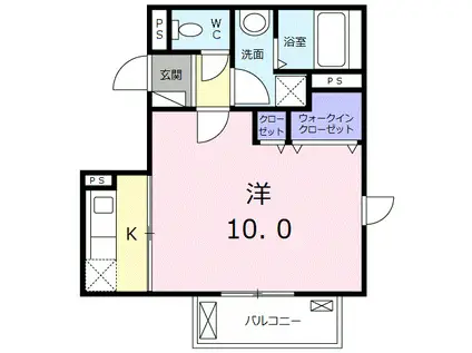 レジデンス川(1K/1階)の間取り写真