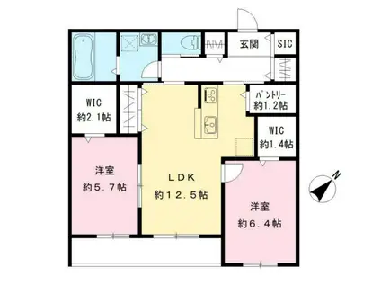 エリーナウエスト(2LDK/3階)の間取り写真