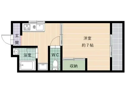 パール釜堀(1K/3階)の間取り写真