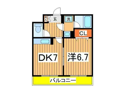 アメニティ富里(1DK/2階)の間取り写真