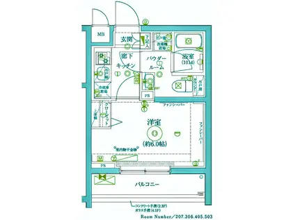 レアライズ新丸子Ⅱ(1K/2階)の間取り写真