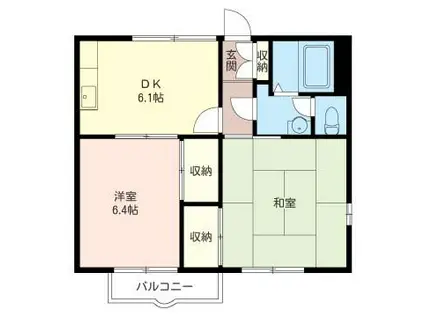 ドミールII(2DK/2階)の間取り写真