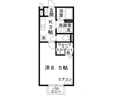 サンロイヤルI(1K/2階)の間取り写真