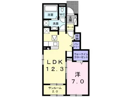 セレーノサンドウII(1LDK/1階)の間取り写真
