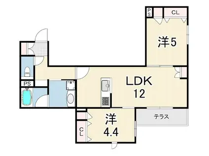 へーベルメゾンさくら夙川(2LDK/1階)の間取り写真