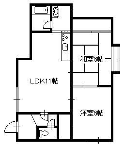 コーポモリヤ(2LDK/2階)の間取り写真