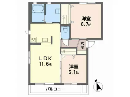 メゾン・フィオレンテ(2LDK/2階)の間取り写真