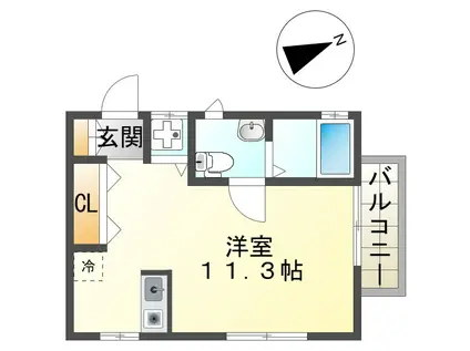 アットホームかわせみ2(ワンルーム/2階)の間取り写真