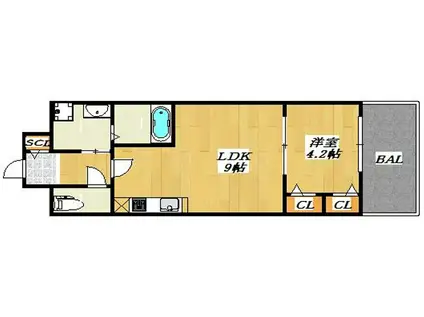 ボーベダー御厨(1LDK/3階)の間取り写真