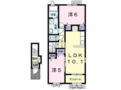 ルミアス前潟I(2LDK/2階)の間取り写真