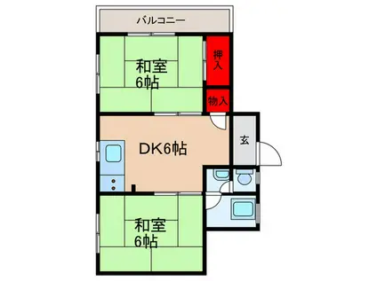 日光マンション(2DK/3階)の間取り写真