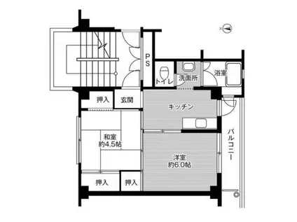 ビレッジハウス松川(2K/5階)の間取り写真