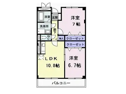 アイランド翼A(2LDK/2階)の間取り写真