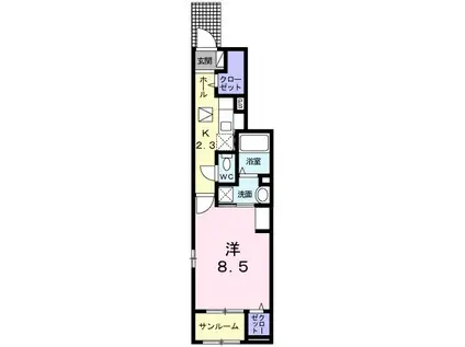 グレートバレー2(1K/1階)の間取り写真