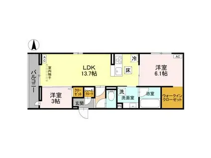 草加氷川町PJIV B(2LDK/1階)の間取り写真