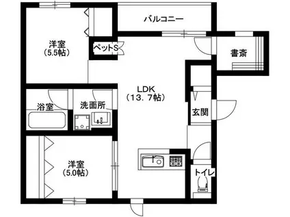 WIND VALLEY-ウィンドバリー-(2LDK/2階)の間取り写真