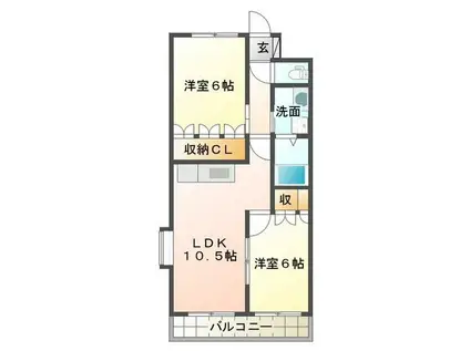 グランドシャトーI(2LDK/2階)の間取り写真