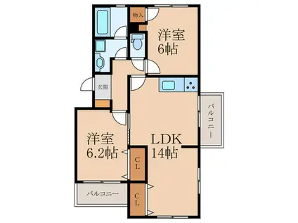 CANDEO沼本町(2LDK/3階)の間取り写真