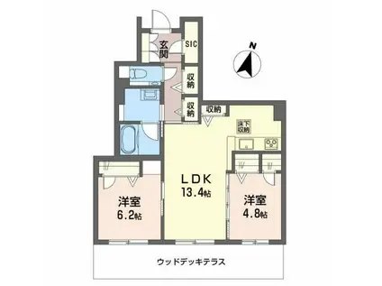 BELL WOOD箕面如意谷(2LDK/1階)の間取り写真