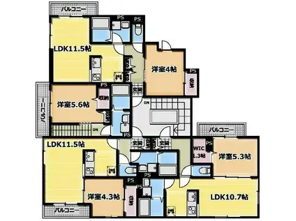 アリビオ五反野(1LDK/3階)の間取り写真