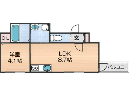 KISHINOSATO ST(1LDK/2階)の間取り写真