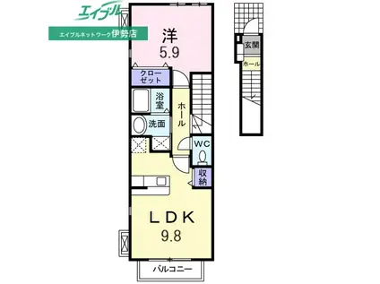 プティ・シャト- A棟(1LDK/2階)の間取り写真