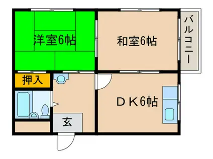 石田ハイツ(2DK/2階)の間取り写真
