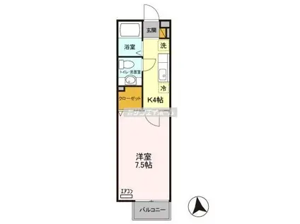 クレセール(1K/2階)の間取り写真