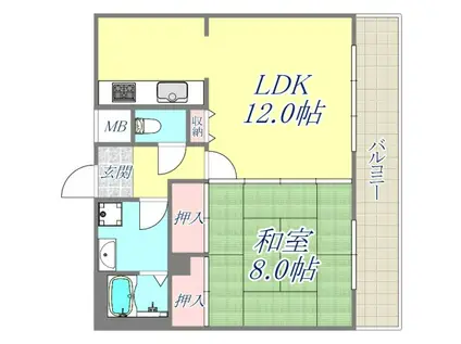 アミング潮江15-3(1LDK/5階)の間取り写真