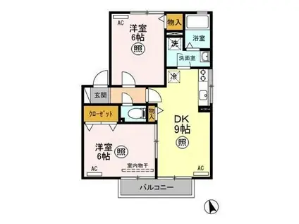 エピナール B/C(2DK/1階)の間取り写真