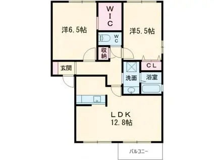 シャルムコート B(2LDK/1階)の間取り写真