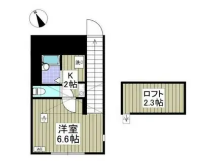 ASSETI(1K/2階)の間取り写真