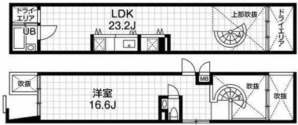 匠空KYOMACHIBORI(1LDK/1階)の間取り写真
